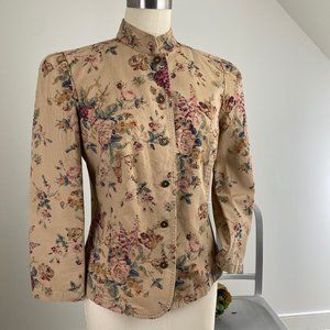Vtg 90s Floral Printed Prairie Yellowstone Western Twill Jacket Blazer M